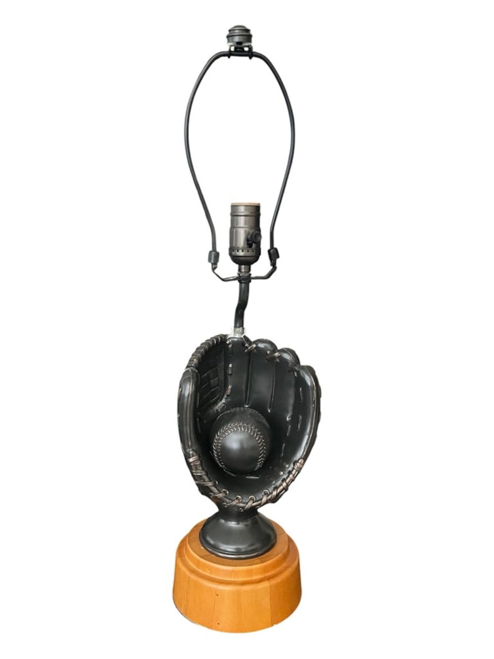 Pottery Barn Teen Bronze Baseball Glove Table Lamp with Wood Base